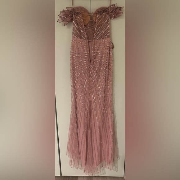 SHEIN Size M Light Pink Butterfly High Slit Off-Shoulder Mermaid Maxi Dress - Picture 9 of 12